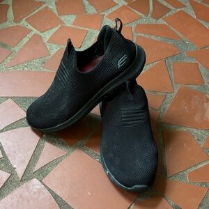 Skechers Black Mesh Slip-Ons